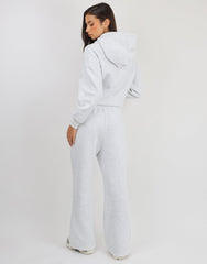 Maeve Simmi Studios Varsity Slogan Hoodie in Pebble Grey