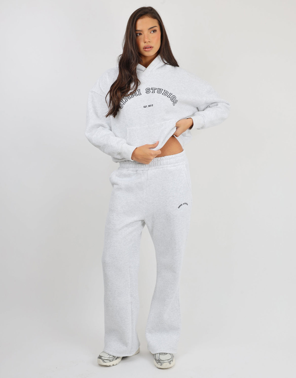 Colby Simmi Studios Varsity Flared Joggers in Pebble Grey