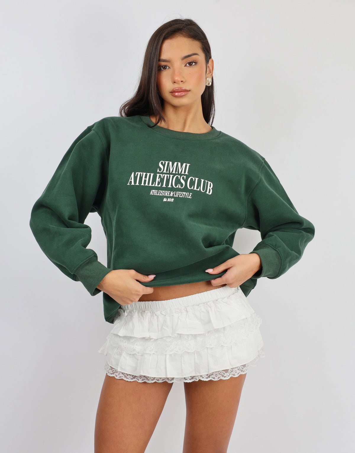 Ashby Simmi Studios Athletics Sweatshirt in Pine Green