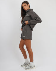 Ames Simmi Studios Half Zip Slogan Sweatshirt in Slate