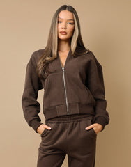 Maui Simmi Studios Essentials Zip Hoodie In Light  Brown