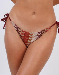 Mora Woven Tie Side Bikini Bottoms In Burgundy