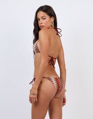 Mora Woven Tie Side Bikini Bottoms In Burgundy