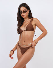 Riley Thick Strap Bikini Top In Brown