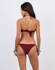 Monte Halter Bikini Top With Bead Detail In Burgundy