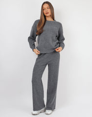 Eve Simmi studios soft touch wide leg trousers in dark grey