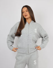 Romy Simmi Studios Chunky Knit Hoodie In Light Grey