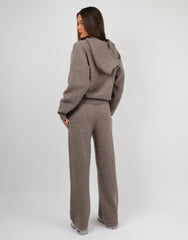 Romy Simmi Studios Chunky Knit Hoodie In Mocha