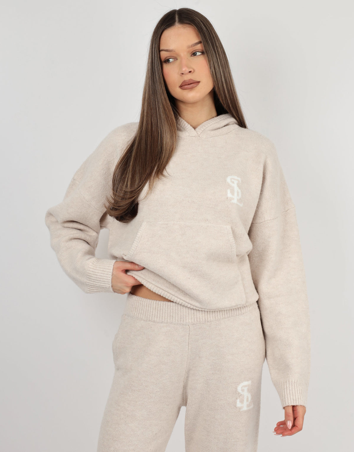 Mari Simmi Studios Knitted Hoodie In Cream