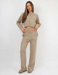 Ayla Simmi Studios Bomber Knit Jacket In Oatmeal