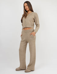 Ayla Simmi Studios Bomber Knit Jacket In Oatmeal