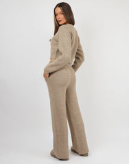 Ayla Simmi Studios Bomber Knit Jacket In Oatmeal