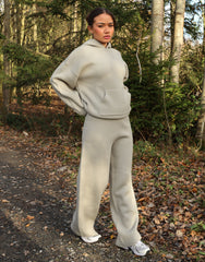 Elsie Simmi Studios Heavy Knit Hoodie In Light Grey