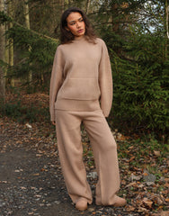 Elsie Simmi Studios Heavy Knit Hoodie In Mocha