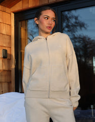 Harper Simmi Studios Knitted Zip Hoodie In Beige