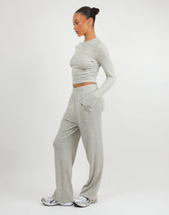 Monique Simmi Studios Soft Stripe Fine Ribbed Long Sleeve Top In Cream