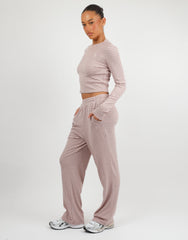 Monique Simmi Studios Soft Stripe Fine Ribbed Long Sleeve Top In Pink