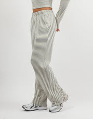 Mila Simmi Studios Soft Stripe Fine Ribbed Trouser In Cream