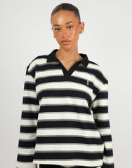 Madrid Simmi Studios Stripe Rugby Top In Black