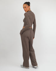 Marlo Super Soft Stripe Long T-Shirt In Brown