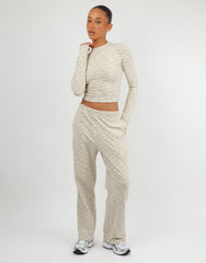 Marlo Super Soft Stripe Long T-Shirt In Cream