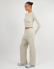Marlo Super Soft Stripe Long T-Shirt In Cream