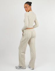 Marlo Super Soft Stripe Long T-Shirt In Cream