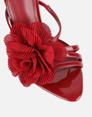 Tina Red Patent Flower Detail Heeled Sandals
