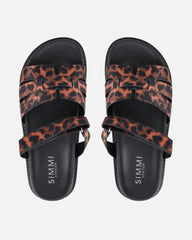 Adelle Leopard Satin Chunky Footbed Slides