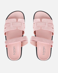 Adelle Pink Nubuck Chunky Footbed Slides