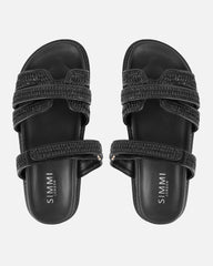Veil Black Raffia Chunky Sliders
