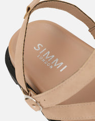 Verity Beige Nubuck Strappy Chunky Footbed Sandals