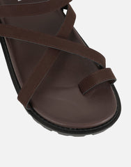 Verity Brown Nubuck Strappy Chunky Footbed Sandals