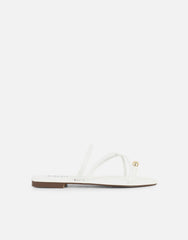 Zina White Gold Toe Detail Flat Sandals
