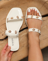 Chiara White Embellished Flat Sandals