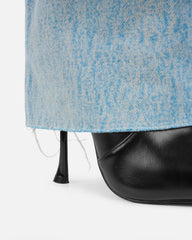 Fergal Denim And Black Fold Over Heeled Knee High Boots