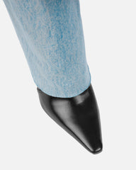 Fergal Denim And Black Fold Over Heeled Knee High Boots