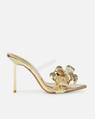 Acacia Gold Clear Flower Mules