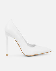 Agathia White Stiletto Court Shoes