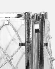 Picasso Silver Clear Diamante Stiletto Knee High Boots