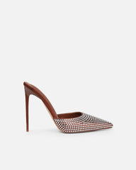 Thia Brown Satin Diamante Mules