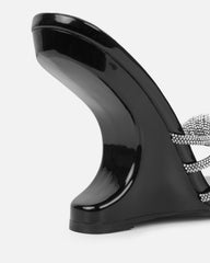 Dreaa Black Diamante Wedge Mules