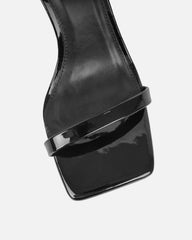 Amor Black Patent Diamante Spiral Sandals