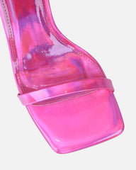 Amor Pink Holographic Diamante Spiral Sandals