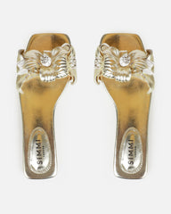 Miray Gold Flower Flat Slides