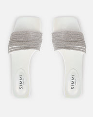 Bethan White Pearled Diamante Flat Sandals
