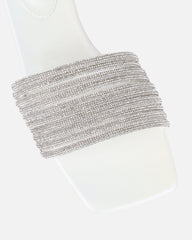 Bethan White Pearled Diamante Flat Sandals