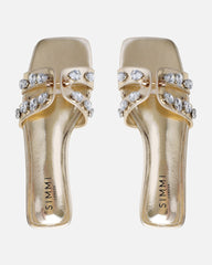 Billie Gold Metallic Diamante Slider Sandals