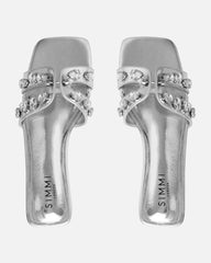 Billie Silver Metallic Diamante Slider Sandals