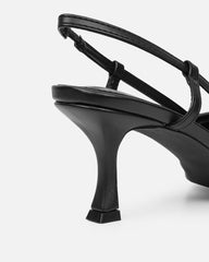 Alias Black Patent Low Heel Court Shoes